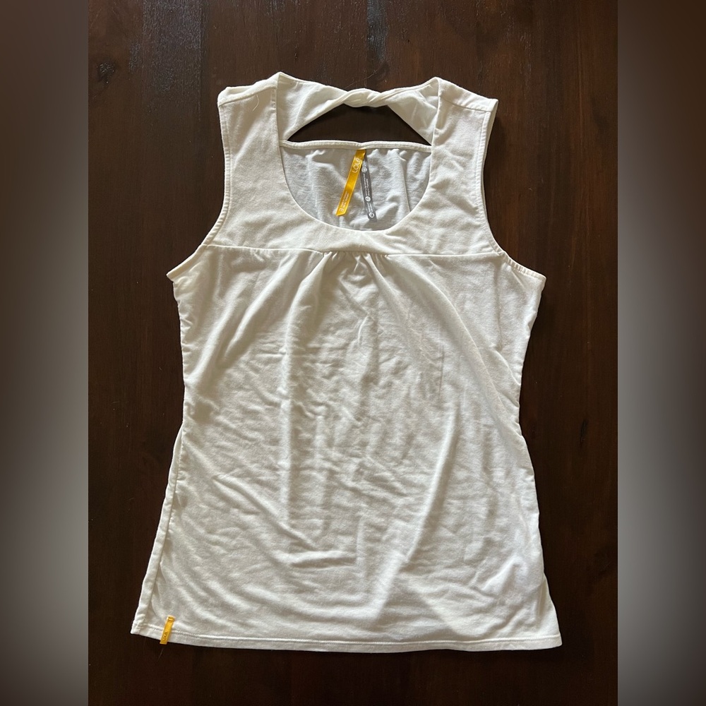 Lole White Twist Cut Out Relaxed Tank Top